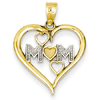 14kt Yellow Gold 5/8in Mom Hearts within Heart Pendant