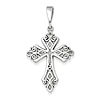 14k White Gold 1in Fleur de lis Cross Pendant