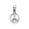 14k White Gold 1/4in 3-D Peace Symbol Charm
