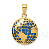 14k Yellow Gold Blue Enamel Globe Pendant 5/8in