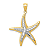 14k Yellow Gold and Rhodium Starfish Pendant 1in