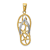 14k Two-tone Gold Flip Flop Pendant with Starfish 1in
