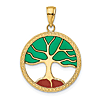 14k Yellow Gold Enameled Tree Of Life Pendant 3/4in