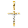 14k Two-tone Gold Hollow INRI Crucifix Pendant 1 1/4in