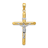 14k Two-tone Gold Hollow Tube Crucifix Pendant 1in