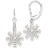 14kt White Gold Snowflake Leverback Earrings