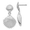 14k White Gold Scallop Shell Duo Dangle Earrings