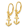14k Yellow Gold Small Anchor Leverback Earrings
