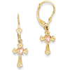 14kt Two-tone Gold Heart and Cross Leverback Earrings