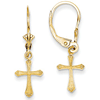 14k Yellow Gold Scroll Cross Leverback Earrings