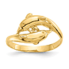 14k Yellow Gold Swimming Dolphins Ring