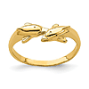 14k Yellow Gold Kissing Dolphins Ring