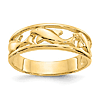 14k Yellow Gold Dolphins Wedding Band 6mm