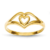 14k Yellow Gold Open Heart within Heart Frame Ring