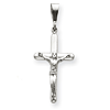 14k White Gold Crucifix Pendant with Rounded Arms 1 1/8in