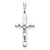 14k White Gold 1 3/8in Crucifix Pendant with Rounded Ends