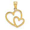 14k Yellow Gold Double Heart Pendant 1/2in