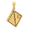14k Two-tone Gold 3-D Sweetheart I Love You Book Pendant