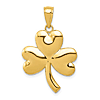 14k Yellow Gold Shamrock Pendant 3/4in