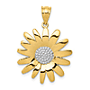 14k Yellow Gold and Rhodium Sunflower Pendant 3/4in