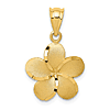 14k Yellow Gold Diamond-Cut Plumeria Pendant 5/8in