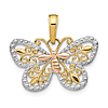 14k Yellow and Rose Gold Rhodium Butterfly Pendant with Bead Accents