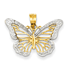 14kt Yellow Gold Butterfly Pendant with Rhodium Border 5/8in 