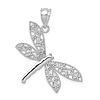 14k White Gold Polished Dragonfly Pendant 1in