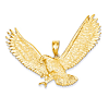 14k Yellow Gold Jumbo Landing Eagle Pendant 2in