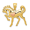 14k Yellow Gold Horse Pendant with Rose Gold Heart