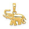 14k Yellow Gold Elephant Charm with Upward Trunk