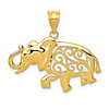 14k Yellow Gold Filigree Elephant Pendant