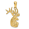 14k Yellow Gold Deer with Antlers Pendant 3/4in