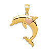 14k Yellow and Rose Gold Dolphin with Heart Pendant 1in