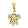 14k Yellow And White Gold Turtle Charm 1/2in