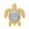 14k Two-Tone Gold Turtle Pendant Slide 3/4in