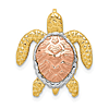 14k Two-tone Gold with Rhodium Sea Turtle Slide Pendant 3/4in