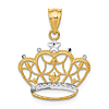 14k Yellow Gold and Rhodium Crown Charm with Star Accent 5/8in