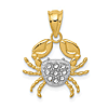 14k Yellow Gold Rhodium Small Crab Pendant