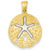 14kt Two-tone Gold 3/4in Sand Dollar Starfish Pendant