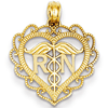 14kt Yellow Gold Registered Nurse Heart Pendant