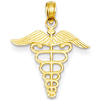 14kt Yellow Gold 3/4in Caduceus Charm