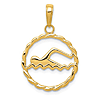 14k Yellow Gold Round Swimmer Pendant 5/8in