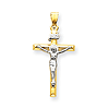 14kt Two-tone Gold 1 1/4in INRI Hollow Crucifix Pendant