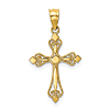 14k Yellow Gold Small Budded Cross Pendant 5/8in