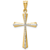 14k Two-tone Gold Diamond-cut Tapered Cross Pendant 1in