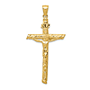 14k Yellow Gold Textured INRI Crucifix Pendant 1.5in