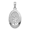 14k White Gold Classic Oval Saint Christopher Medal 3/4in