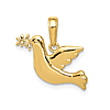 14k Yellow Gold Dove Holding Olive Branch Pendant