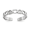 14k White Gold Toe Ring with Hearts